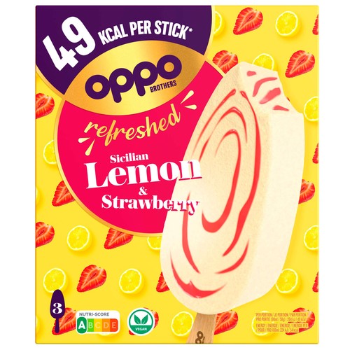 Oppo Refreshed Lemon & Strawberry Low Calorie Sorbetto Sticks
