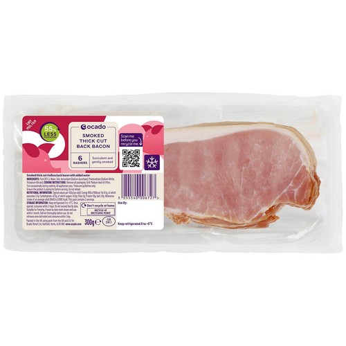 Ocado 6 Smoked Back Bacon Rashers Thick Cut