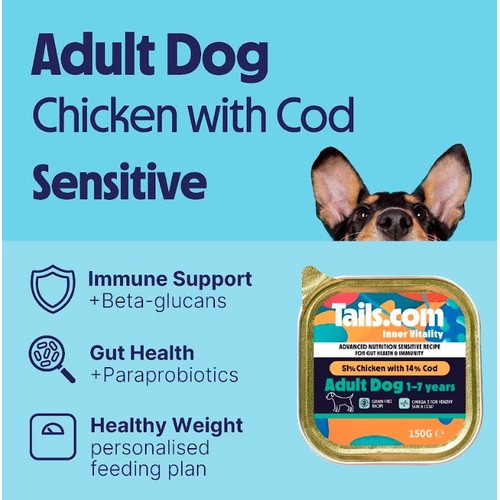 Tails.com Inner Vitality Sensitive Grain Free Dog Wet Food Chicken & Cod