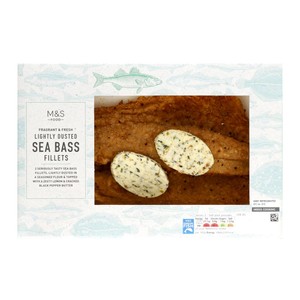 2 Lightly Dusted Sea Bass Fillets 265g