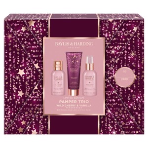 Baylis & Harding Midnight Cherry Gift Wrapped Pamper Trio Gift Set