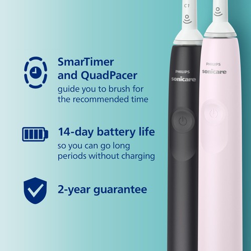 Philips Sonicare Series 3100 Rose & Black Electric Toothbrush Duo Pack