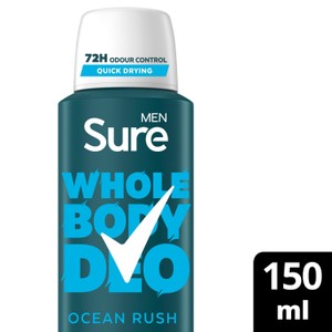 Sure Men Ocean Rush Whole Body Deodorant Spray 72h Odour Control 150ml