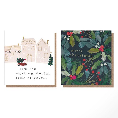 Caroline Gardner Houses & Foliage Christmas Cards 