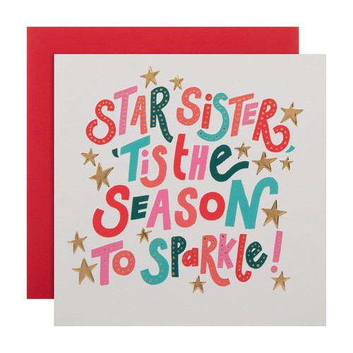 M&S Classic Sister Text Christmas Card