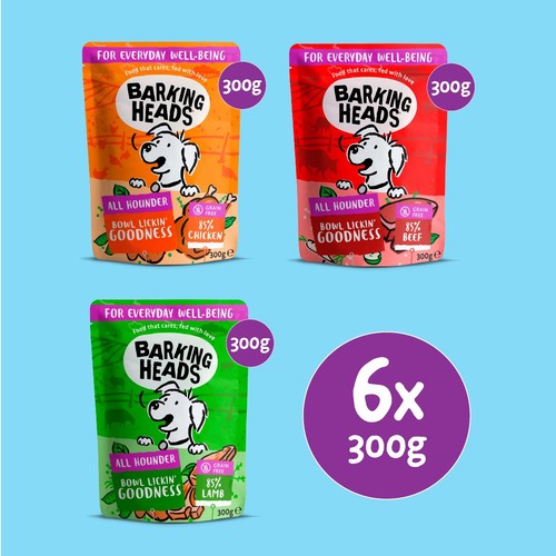 Barking Heads Adult Dog Food Wet Pouches Variety Pack