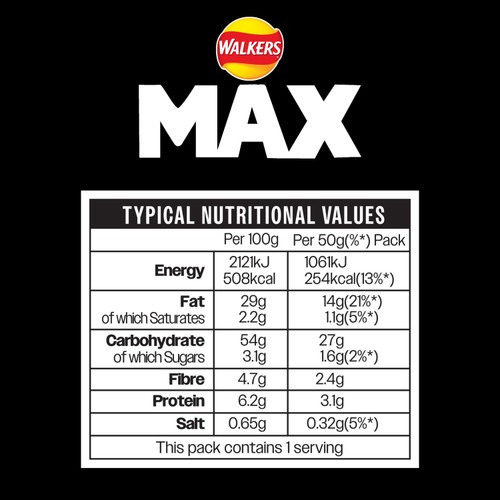 Walkers Max Punchy Paprika Crisps 50g