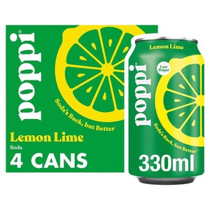 Poppi Lemon & Lime Soda Wellness Drink Cans 4x330ml 
