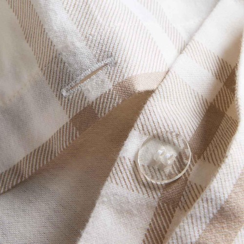 M&S Brushed Cotton Checked Bedding Set, Double, Natural