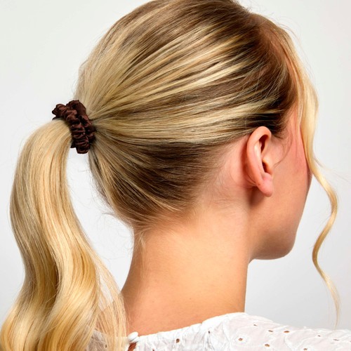 Silver Cloud 5 Chocolate Skinny Satin Scrunchies