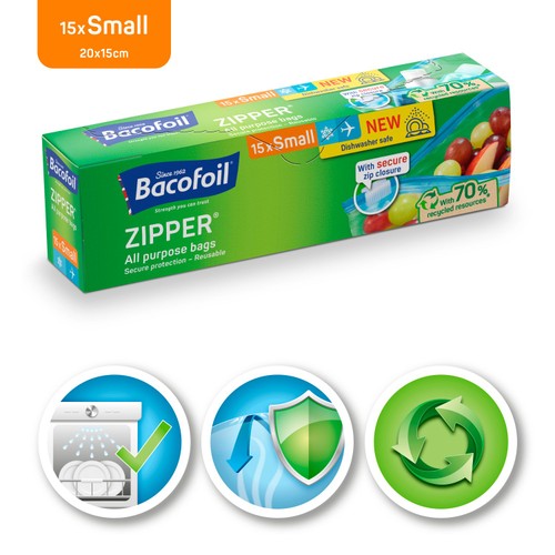Bacofoil Small All Purpose Zipper Freezer Bags