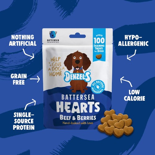Denzel's Battersea Hearts For Dogs Beef & Berries