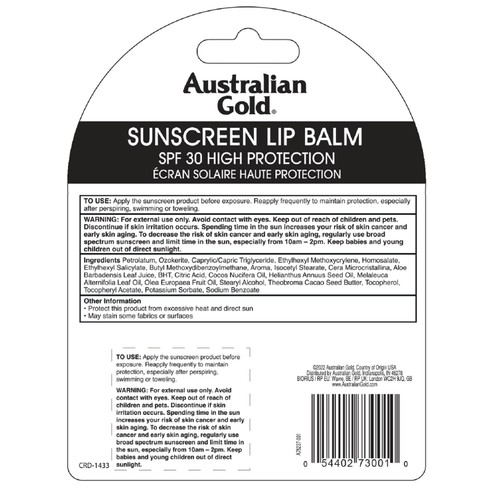 Australian Gold SPF 30 Sunscreen Lip Balm, Coconut