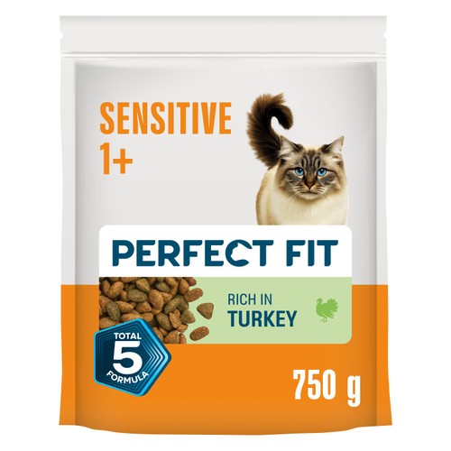 Perfect Fit Advanced Nutrition Sensitive Complete Dry Cat Food Turkey 