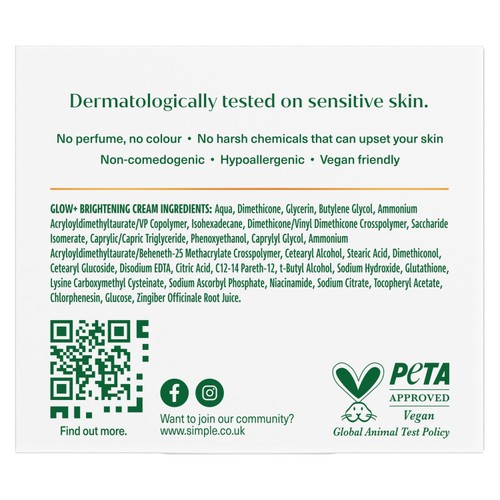 Simple Glow+ Brightening Moisturiser Gel Cream