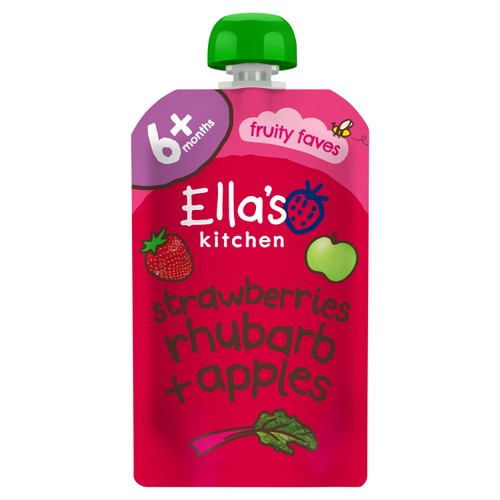 Ella's Kitchen Strawberries, Rhubarb & Apples Baby Food Pouch 6+ Months