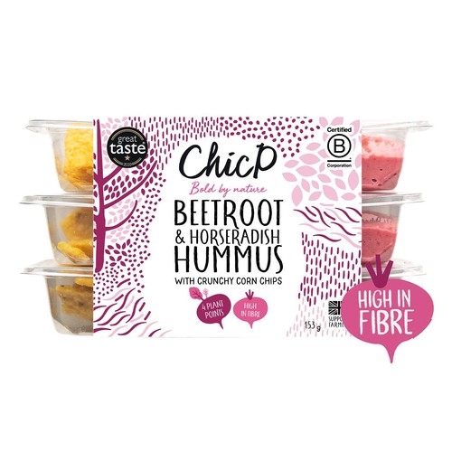 ChicP Velvet Beetroot & Horseradish Hummus Snack Pack Trio