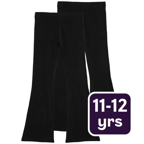 M&S Girls Cotton Flared Leggings, 11-12 Years, Black