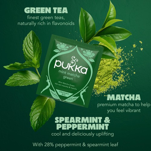 PUKKA Mint Matcha Green Organic & Fair Herbal Tea Bags
