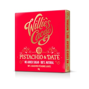 Willie's Cacao 100% Cacao with Pistachio & Date No Added Sugar