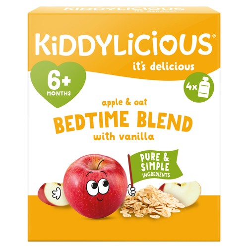 Kiddylicious Apple & Oat Bedtime Blend Baby Pouch Multipack 6+ Months