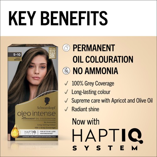 Schwarzkopf Oleo Intense Permanent Oil Colour 5-10 Light Brown Hair Dye