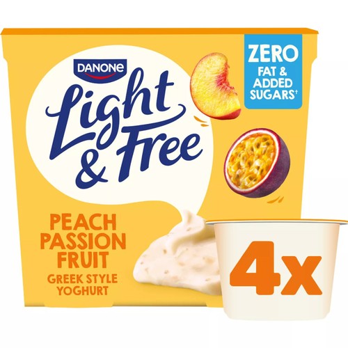 Light & Free Peach Greek Style Fat Free Yoghurt Multipack