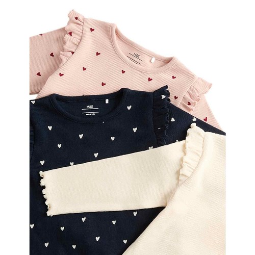 M&S Heart Jersey Long Sleeve Tops, 18-24 Months, Multi