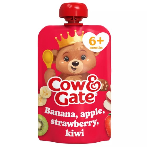 Cow & Gate Banana, Apple, Strawberry & Kiwi Baby Food Pouch 6+ Months