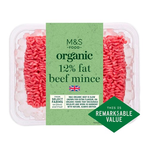 M&S Select Farms Organic British Beef Mince 12% Fat
