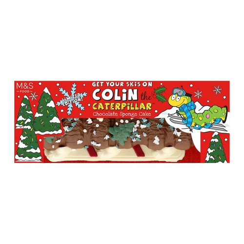 M&S Colin the Caterpillar Get Your Skis On Chocolate Cake