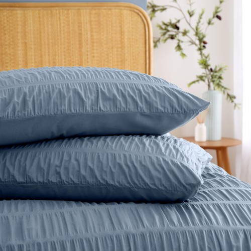 Catherine Lansfield Seersucker Single Duvet Set Lansfield Blue