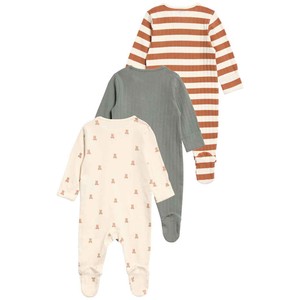 Bear Wide Stripe Sleepsuits, 3-6 Months, Multi