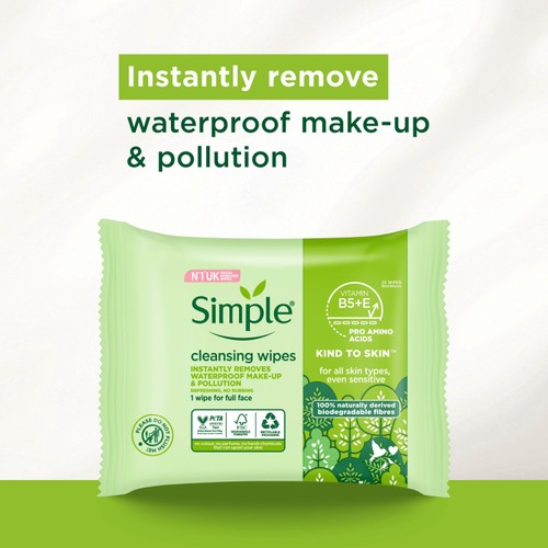Simple Kind to Skin Biodegradable Face Wipes
