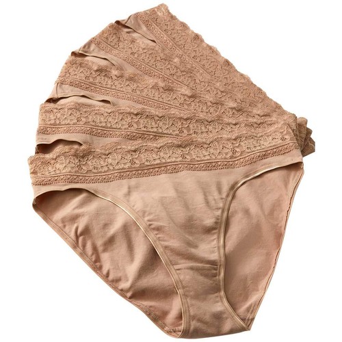 M&S Collection Cotton Lycra & Lace Knickers, 5 Pack, 8, Rose Quartz