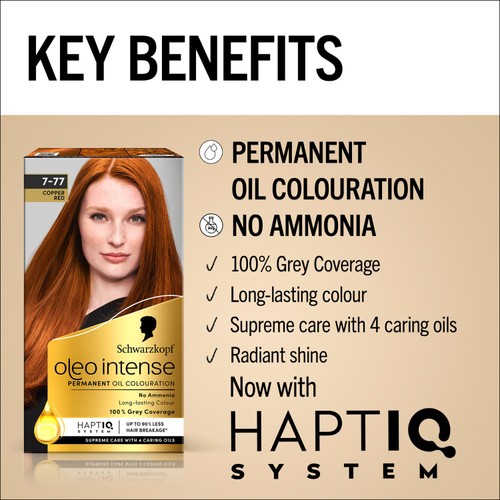 Schwarzkopf Oleo Intense Permanent Oil Colour 7-77 Copper Red Hair Dye