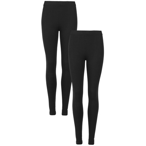 M&S Womens 2pk High Waisted Leggings, Size 12, Black/Black