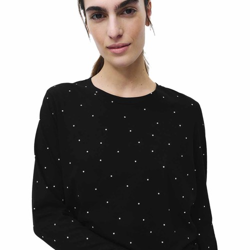 M&S Womens Pure Cotton Printed Pyjama Set, Small, Black Mix