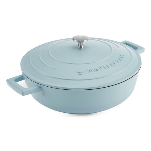 MasterClass Sky Blue Cast Aluminium Shallow Casserole Dish, 4L