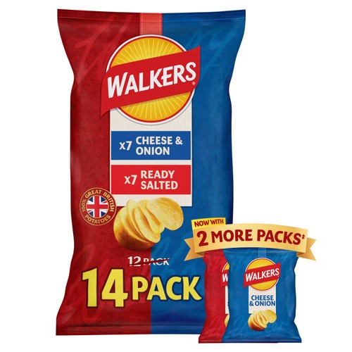 Walkers Ready Salted, Cheese & Onion Variety Multipack Crisps