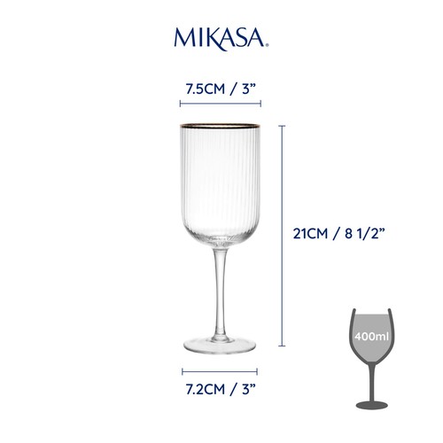 Mikasa Sorrento 4pc White Wine Glasses, 400ml, Gift boxed