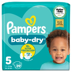 Pampers Baby-Dry Nappies, Size 5 (11-16kg) Essential Pack
