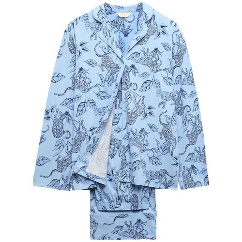 M&S Womens Soft Touch Printed Revere Pyjama Set, Extra Large, Navy Mix