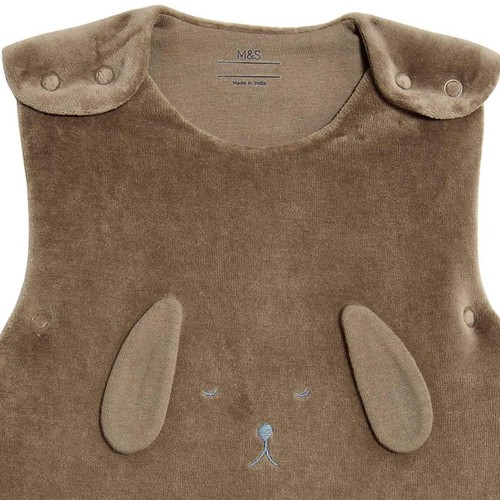 M&S Cotton Rich Animal Face Sleeping Bag, 18-36 M, Brown