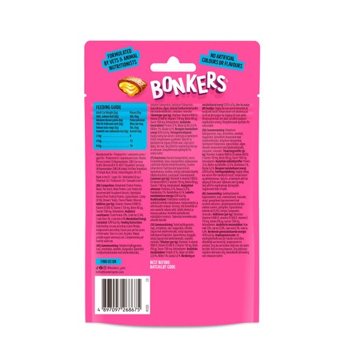 BONKERS Cat Bites, Crunchy & Soft Salmon Supreme Flavoured Cat Treats