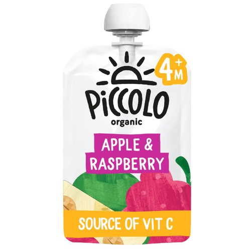Piccolo Apple & Raspberry Organic Pouch, 6 mths+