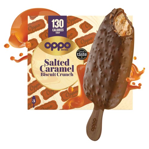 Oppo Salted Caramel Biscuit Crunch Low Calorie Ice Cream Sticks