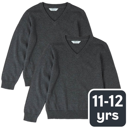 M&S Unisex Pure Cotton Jumper, 11-12 Years, Grey