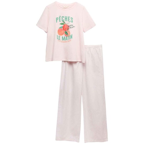 M&S Womens Pure Cotton Pyjama Set, Large, Pink