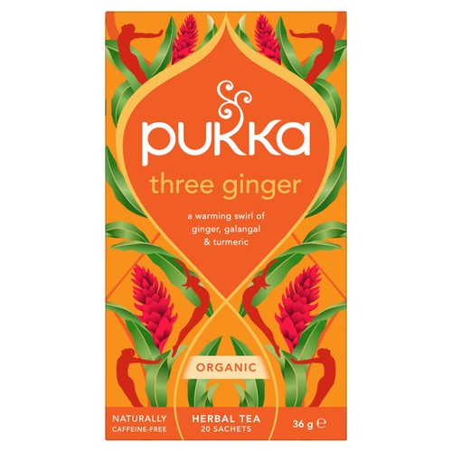Pukka Organic Three Ginger Tea x20 Home-Compostable Herbal Tea Bags